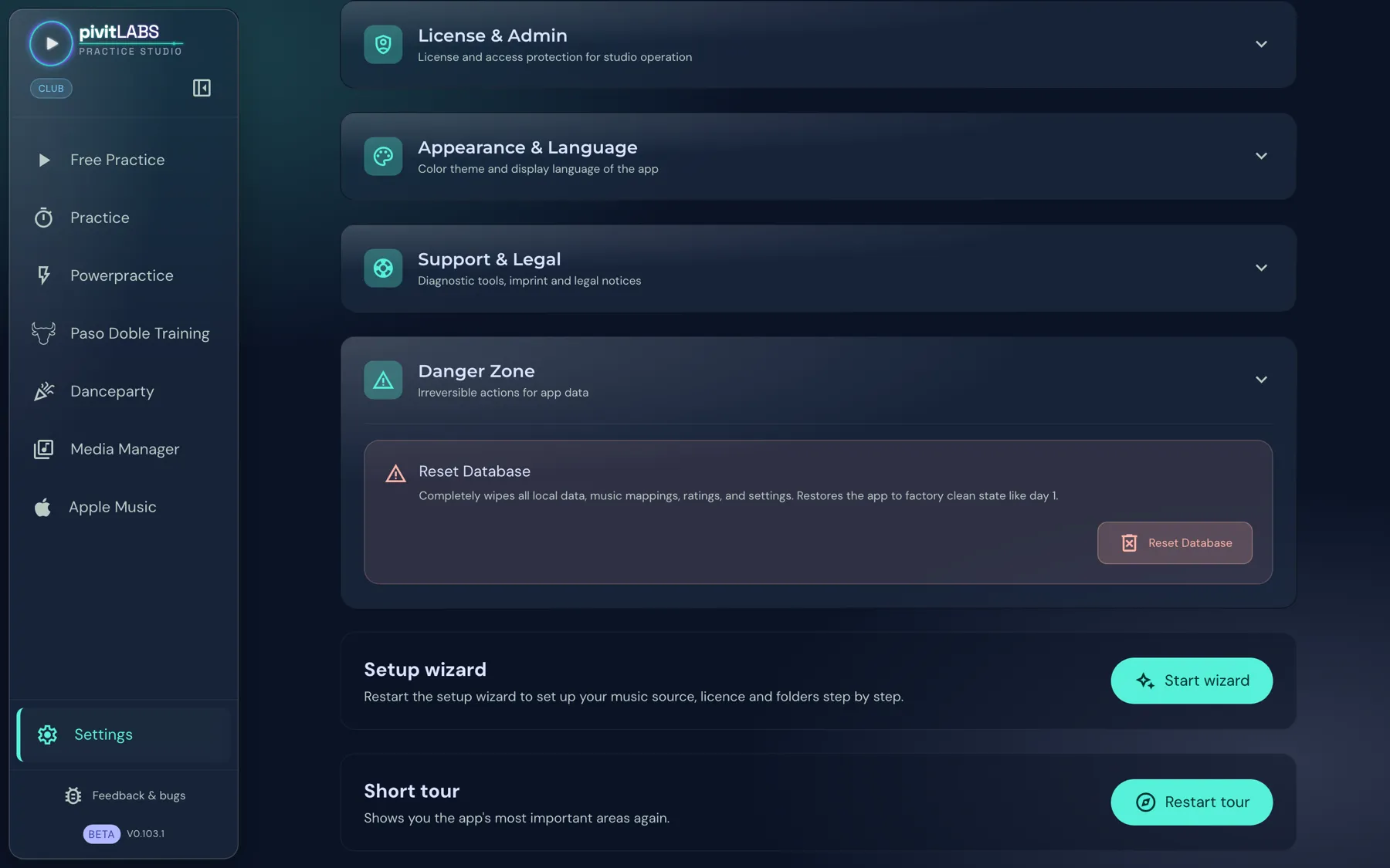 The Danger Zone with the Reset Database entry
